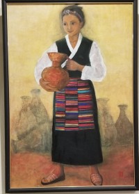 「水汲み」「尾瀬」(日本画)栗原 優子 「水汲み」(日本画)栗原 優子