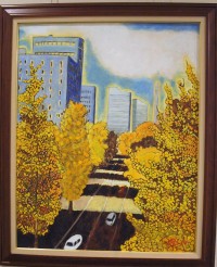 「ヨコハマ秋色」(油彩画)野田 倫也 「ヨコハマ秋色」「シクラメン」「奏」(油彩画)野田 倫也