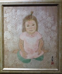 「14ヶ月(子供の絵)」(日本画)佐藤美智子 「オツド・アイ(猫の絵)」「14ヶ月(子供の絵)」(日本画)佐藤美智子