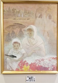 「ガンジスの花売り」「チャドルの女性」(日本画)佐藤美智子 「ガンジスの花売り」(日本画)佐藤美智子