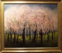 「桜咲く」(油彩)渋谷万里子 「桜咲く」「少女」「花」(油彩)渋谷万里子