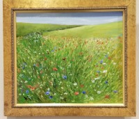 「N婦人」「草原の初夏」「隣町の花火」(油彩)渋谷万里子 「草原の初夏」(油彩)渋谷万里子